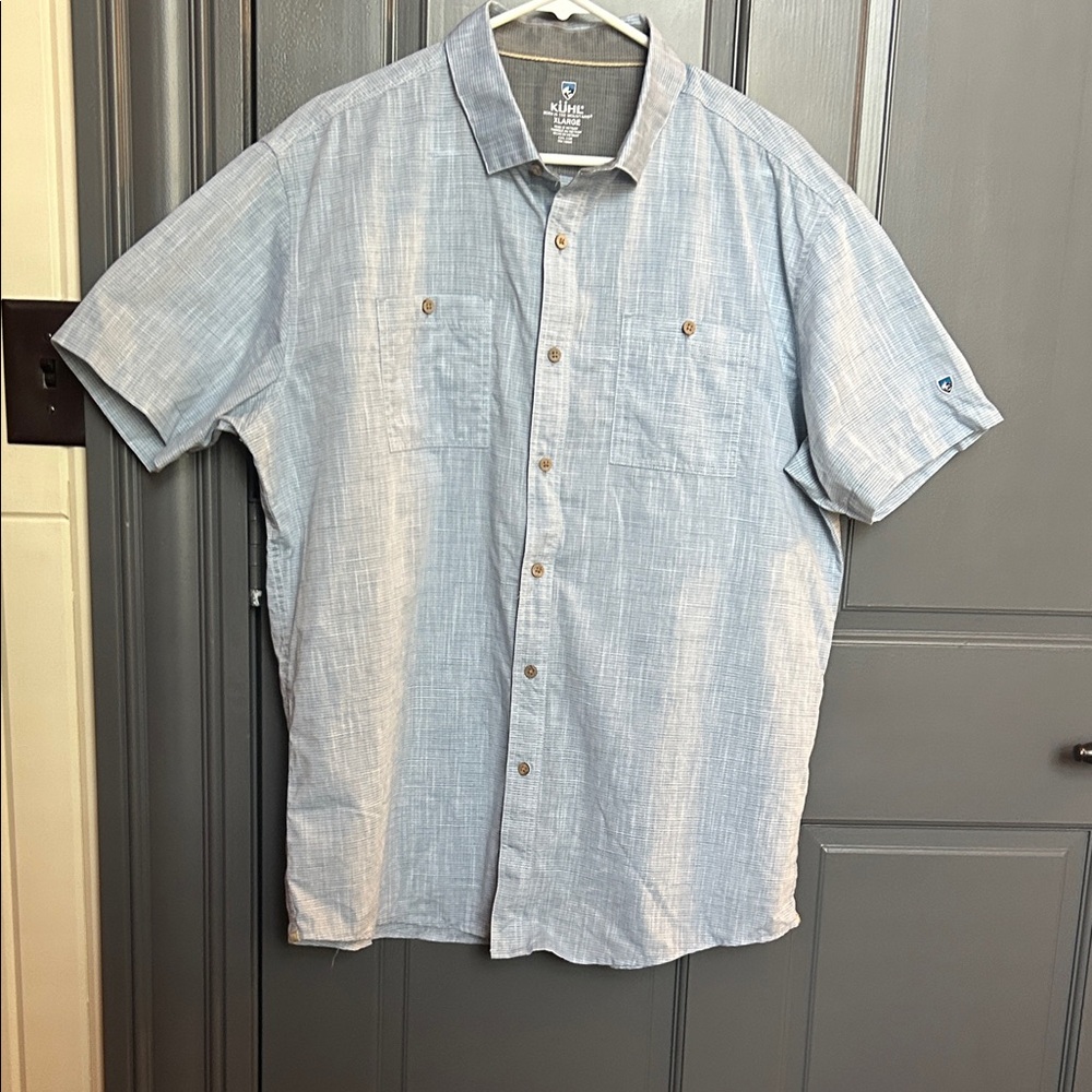 Kuhl Men’s Light Blue Short Sleeve Button-Down Shirt